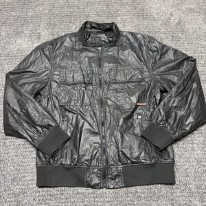 Marc Ecko Cut & Sew Mens Bomber Jacket XXL Black Full Zip Pockets Streetwear‎